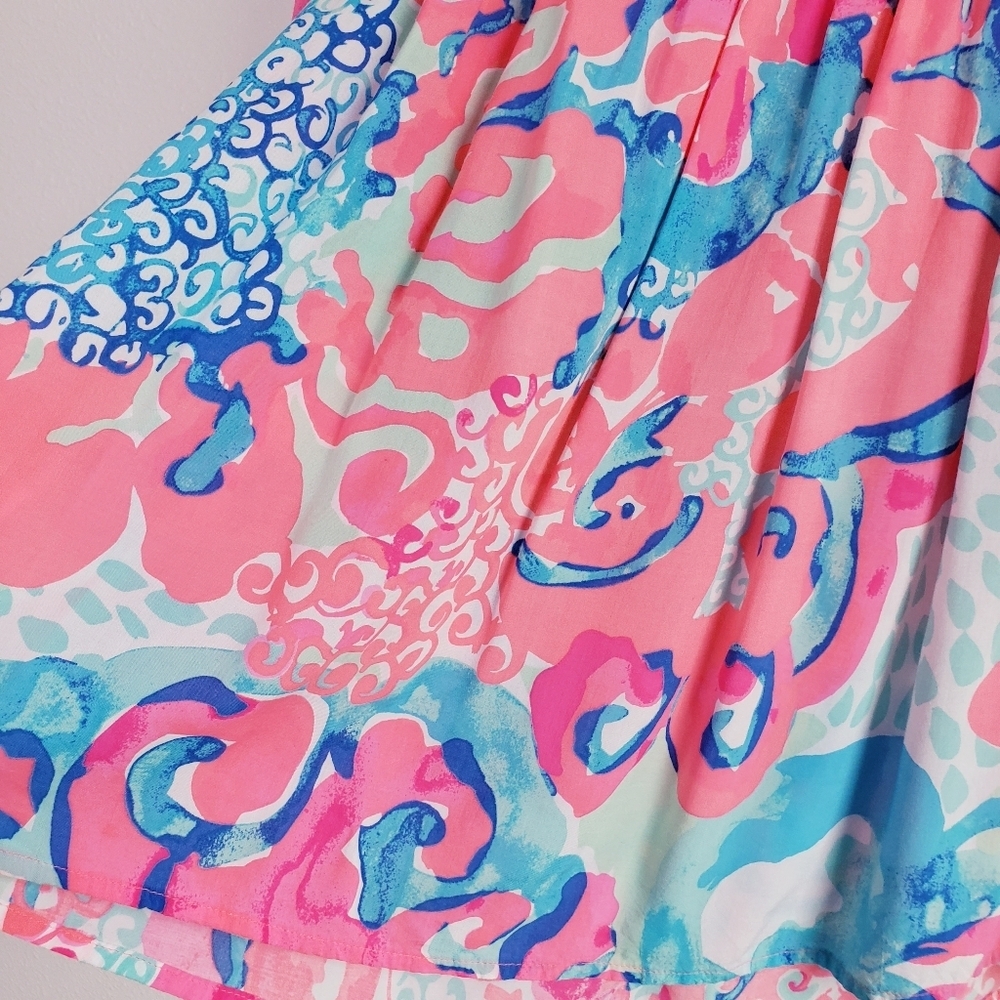Lilly Pulitzer Sain Off The Sholder Top In Coral Reef I'm So Jelly - Picture 7 of 8